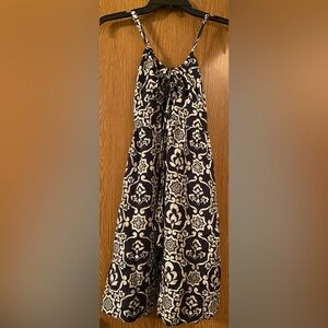 Navy Blue and White Patterned Dress. Size Small